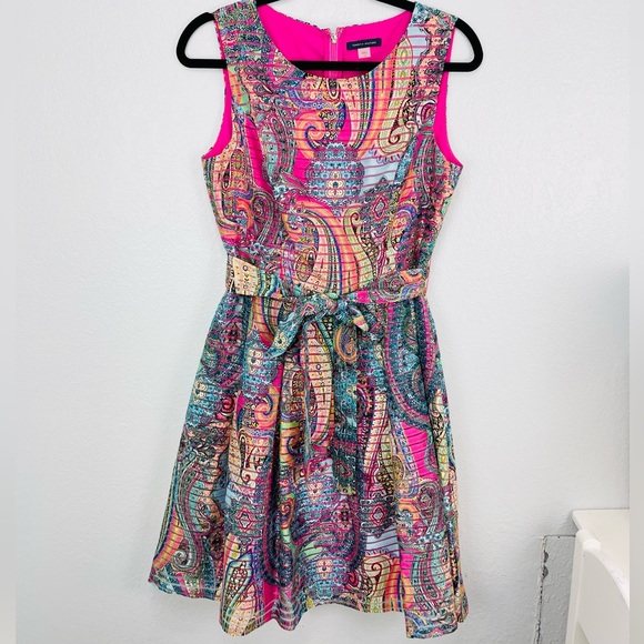 Tommy Hilfiger Paisley Multicolor Bright Rainbow Fit & Flare Dress - Picture 3 of 9